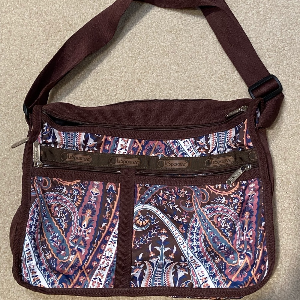 Le Sportsac Brown/Purple Paisley Bag